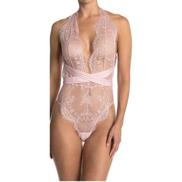 Free People Other - Free People Showoff Lace Pink Bodysuit SZ S